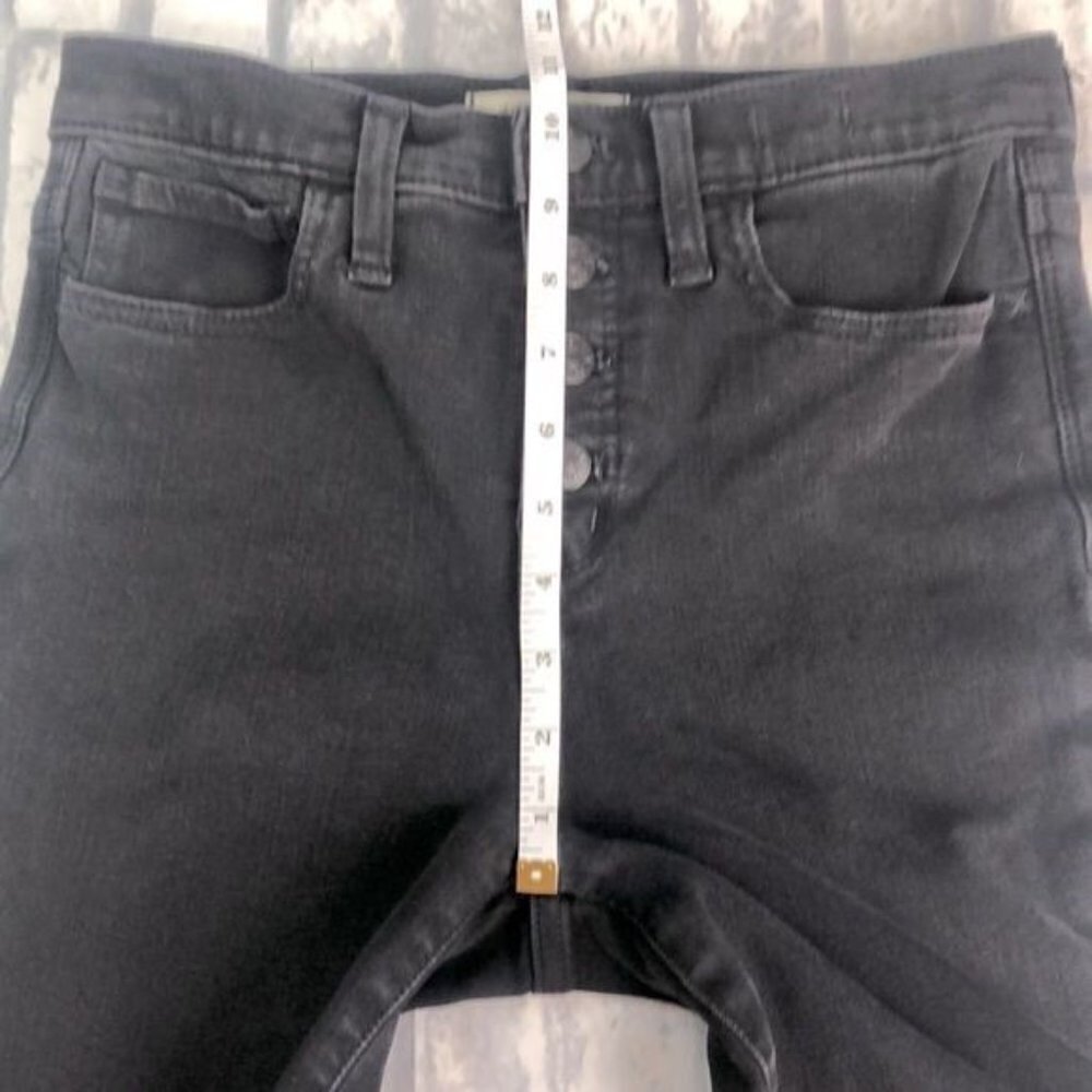 Madewell 10" High Rise Jeans Faded Black Exposed Button Fly Raw Hem Denim 26 - Picture 10 of 13